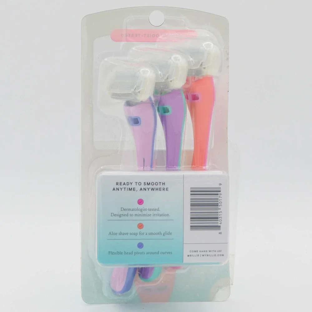 Billie The Malibu Set 3-Blade Razors w/ Easy Glide Shave Soap Strip 2 Packs of 3